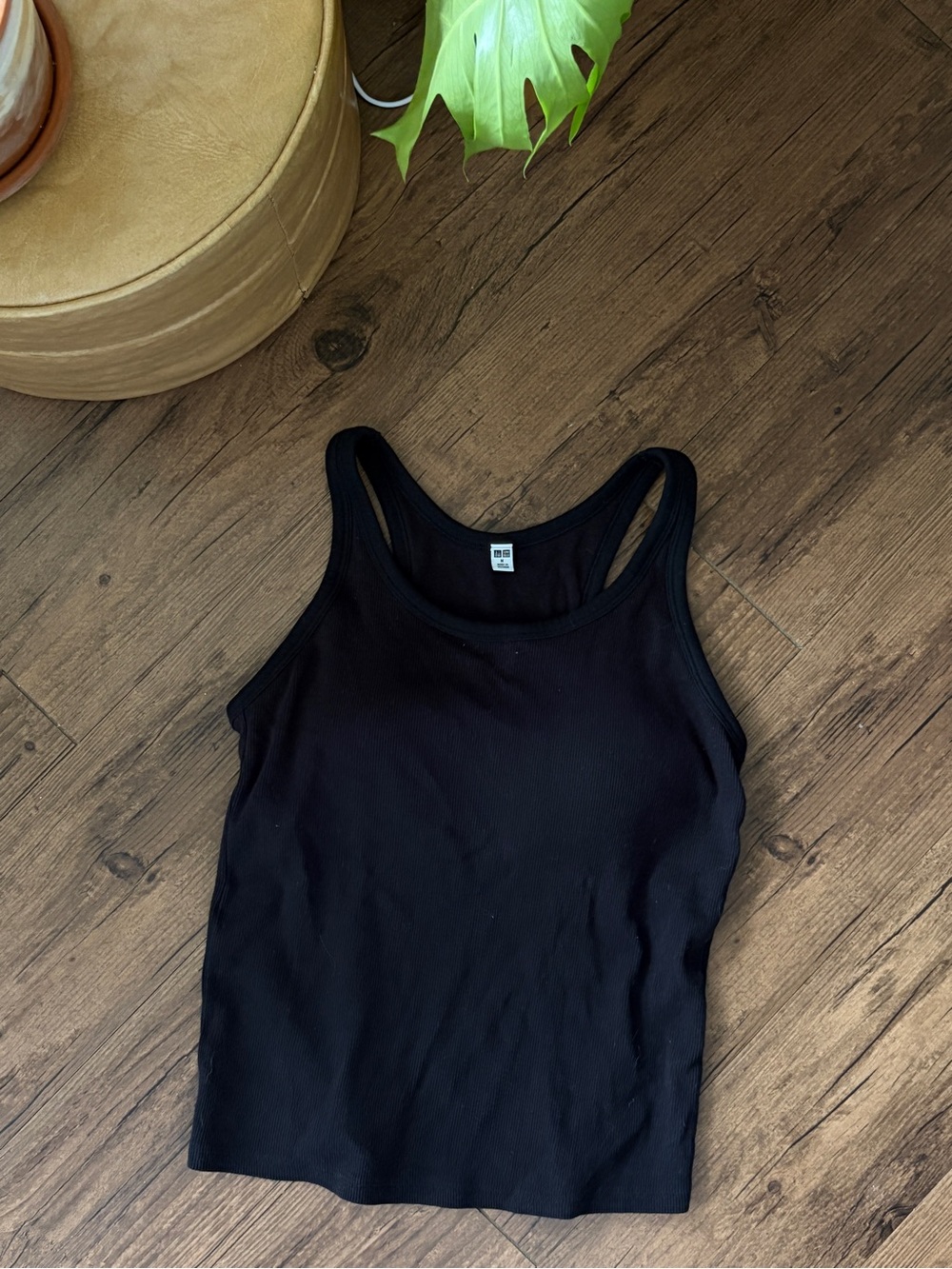 Uniqlo Black Ribbed Tank - Women's Sleeveless Knit Top